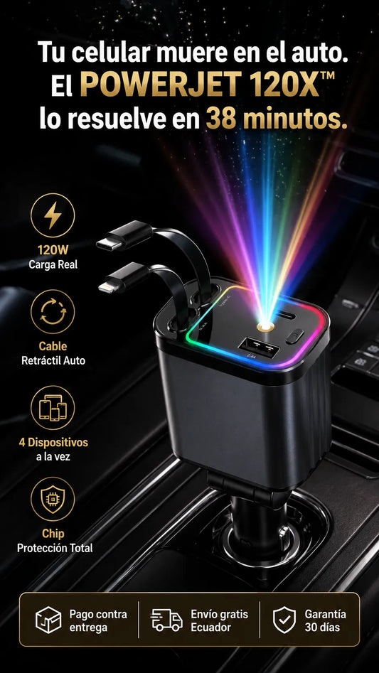 POWERJET 120X™ - Cargador premium para coche 4 en 1